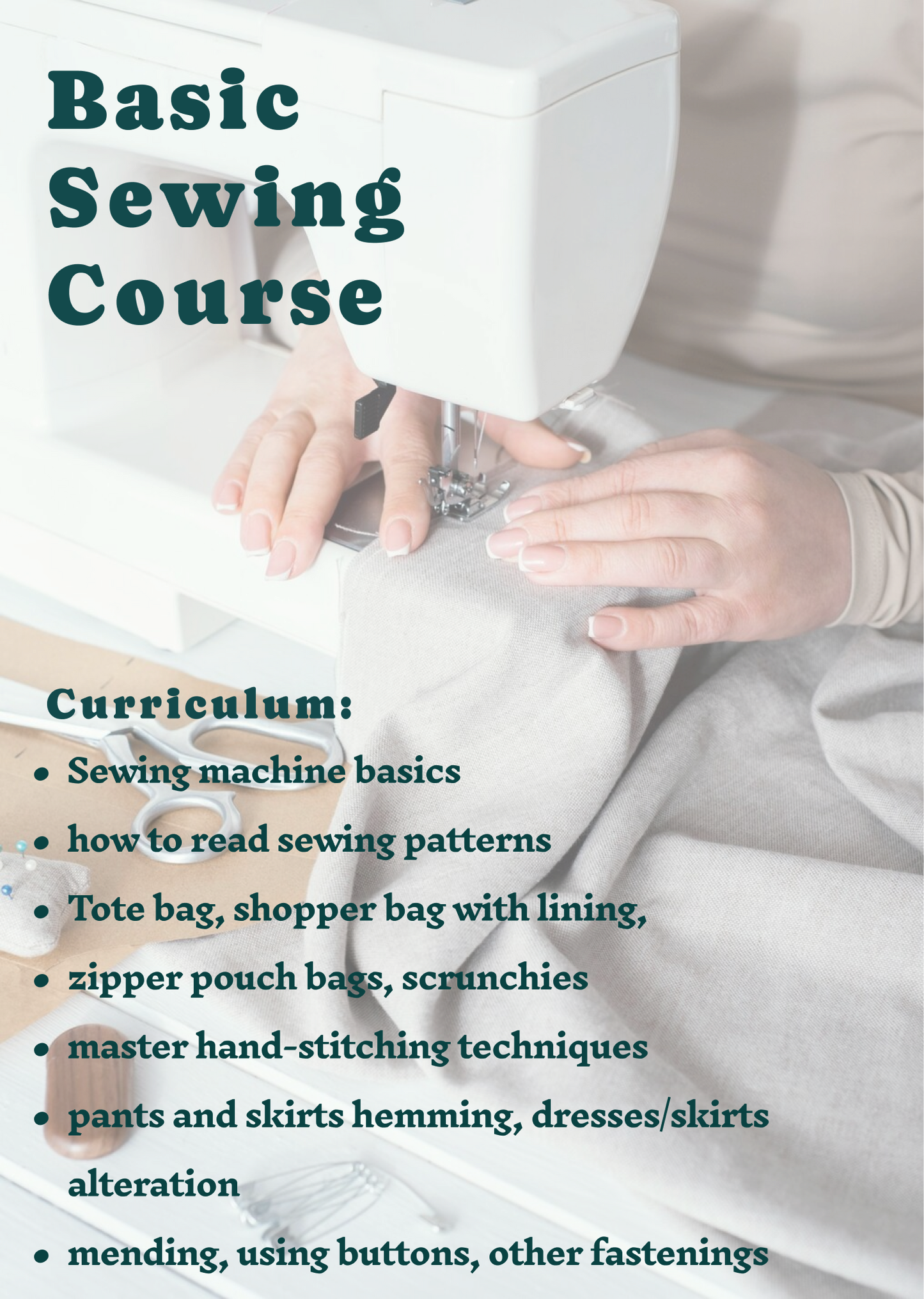 Basic Sewing Course for Adults, 8 lessons (offline)